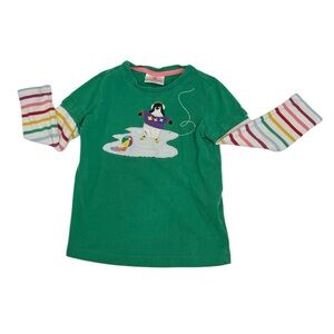 Size 100 4t Hanna Andersson Girls Penguin Long Sleeved Shirt green